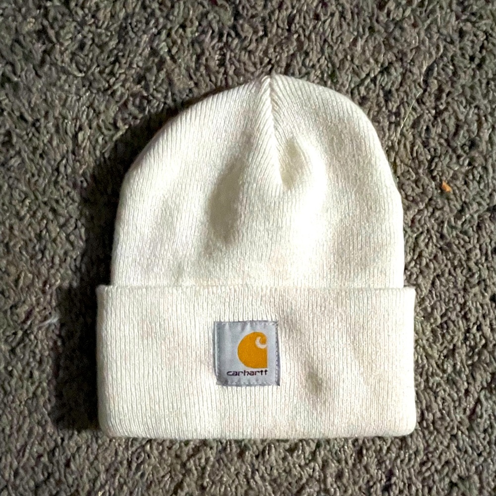 White unisex Carhartt Beanie